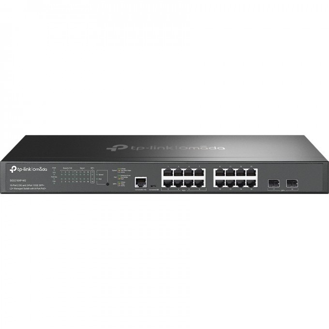 Управляемый коммутатор TP-LINK Omada уровня 2+ с 16 портами 2,5 Гбит/с (8 портов PoE+) и 2 портами SFP+ SG3218XP-M2
